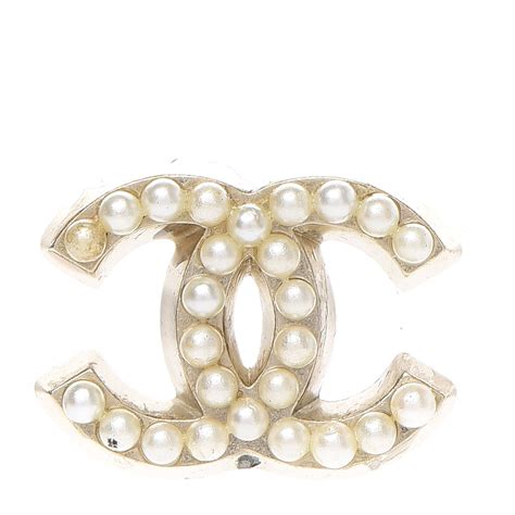 chanel gold and faux pearl beaded cc brooch|Chanel brooches.